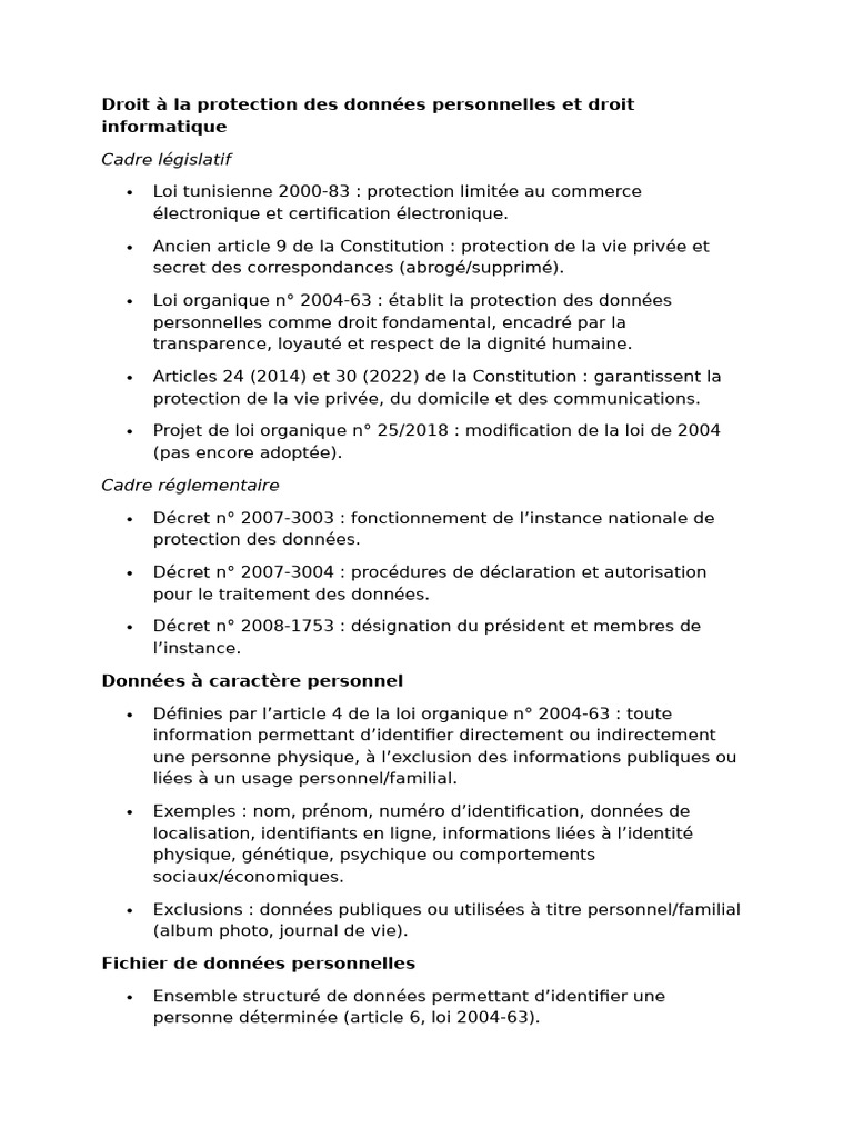 Droit À La Protection Des Données Personnelles Et Droit Informatique ...