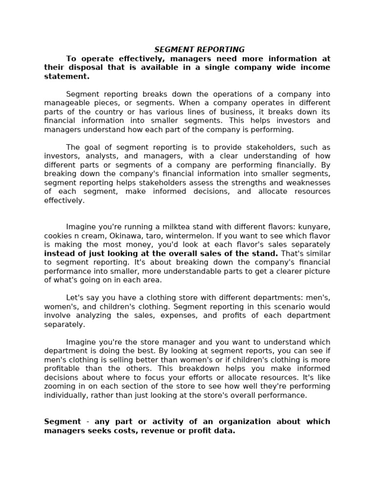 Segment Reporting | PDF | Expense | Business Economics