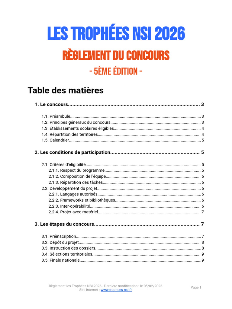 Trophees Nsi Reglement 2026-V2 | PDF | Intelligence artificielle ...