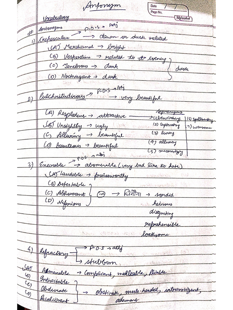 Vocabulary Notes | PDF