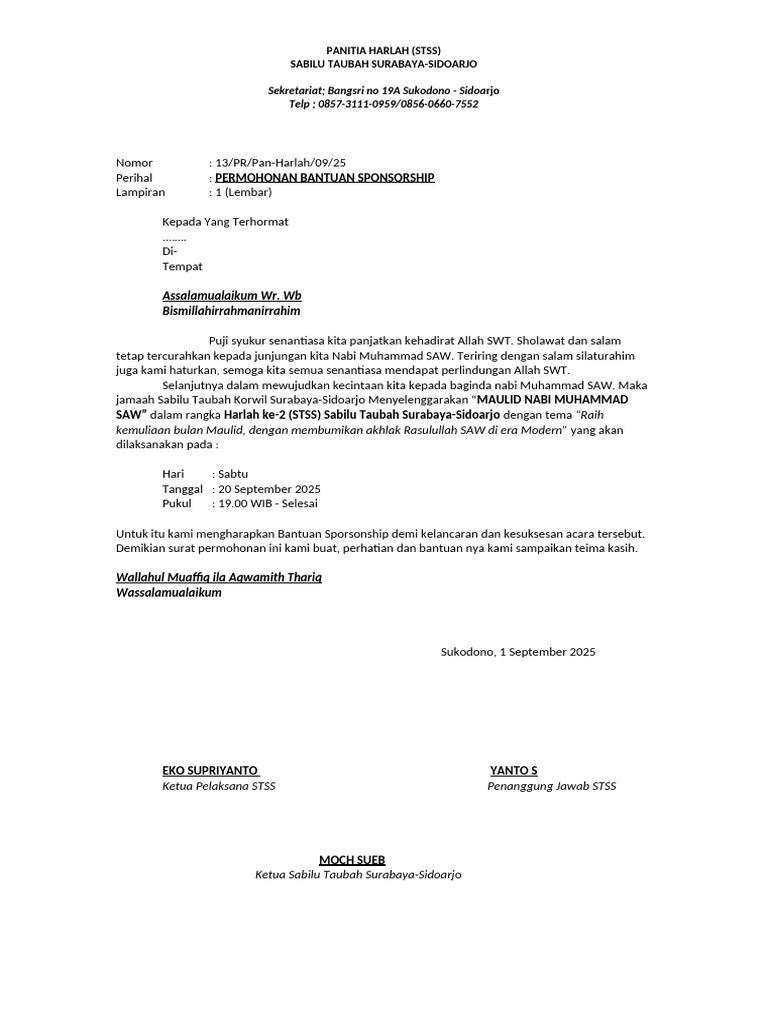 Proposal Harlah 1 | PDF