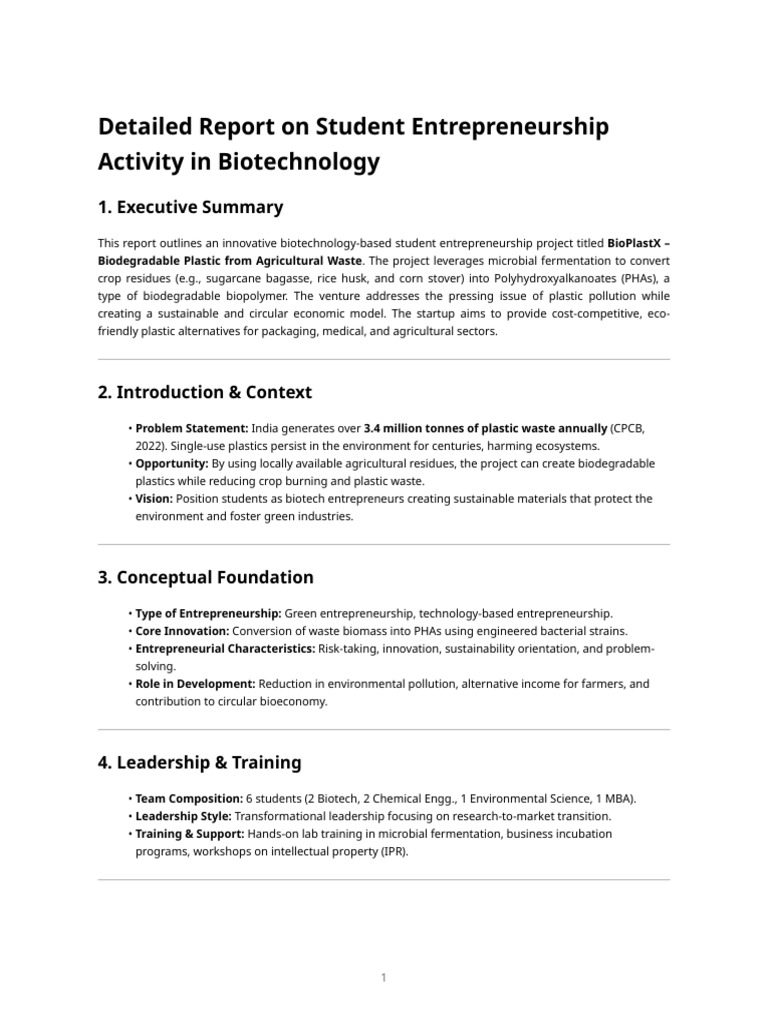 Biotech Innovation Report | PDF | Biotechnology | Entrepreneurship
