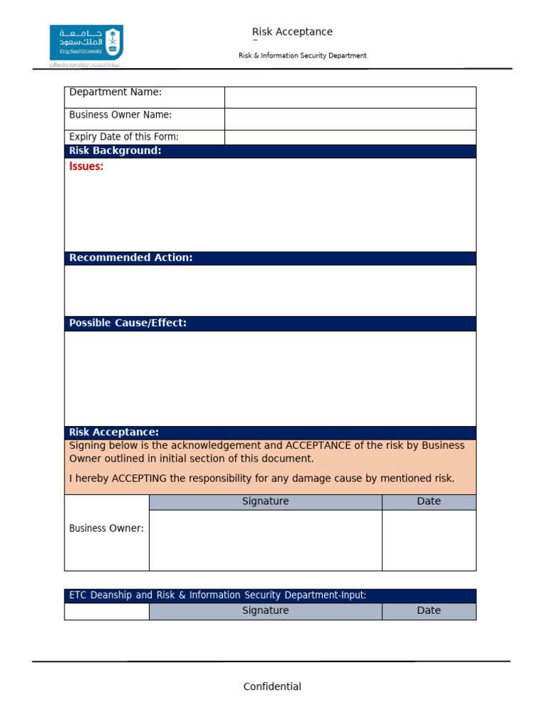 KSU-ETC - Risk Acceptance Form | PDF