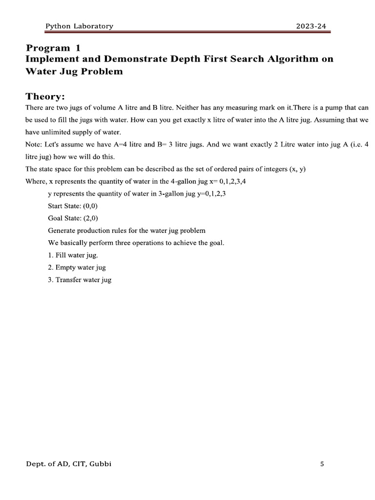 Ai Lab Program 1 | PDF