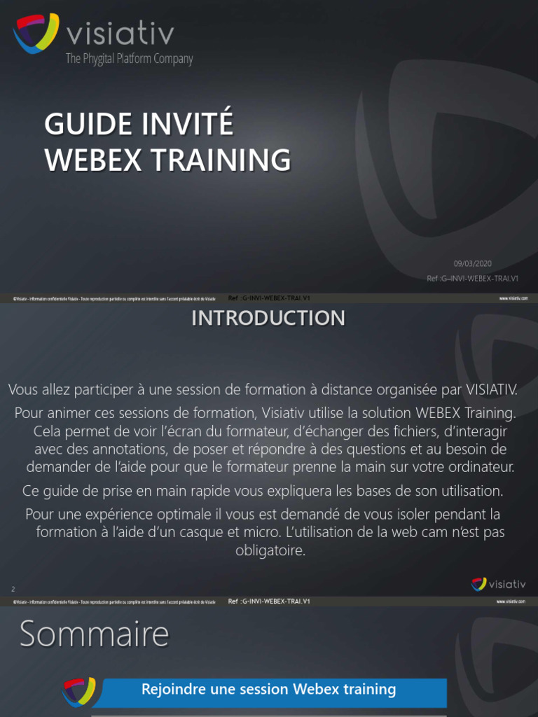 Guide Webex Training Invité VISIATIV | PDF | Interface graphique | Internet