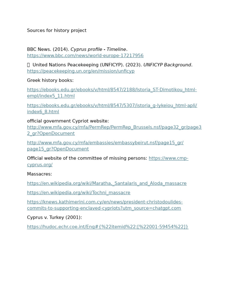 Sources For History Project | PDF