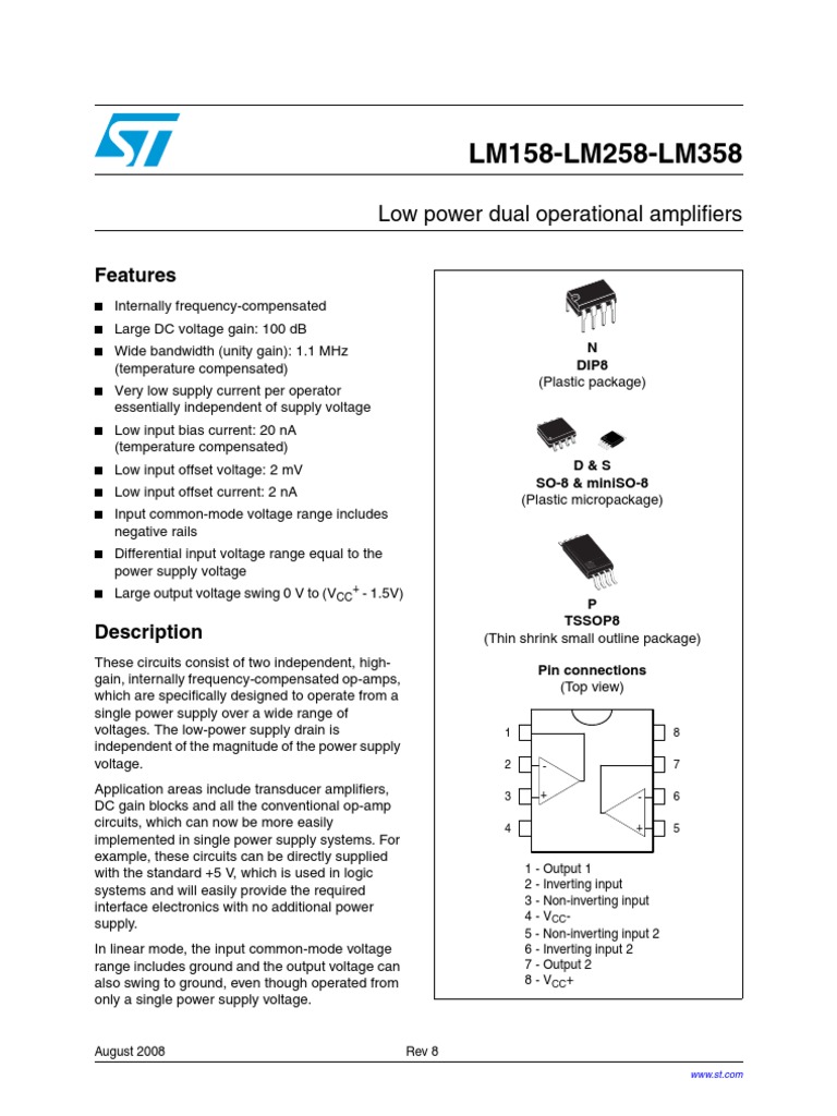 LM358N PDF Operational Amplifier Electrical Circuits