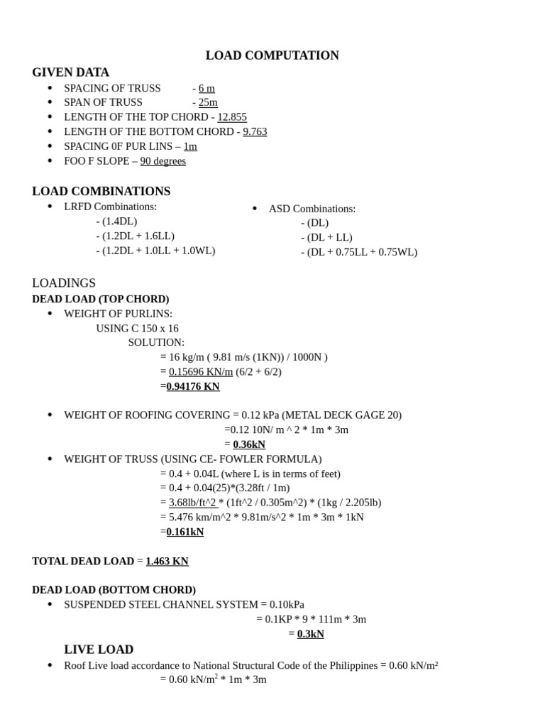 Load Computation Truss Revised | PDF | Truss | Beam (Structure)