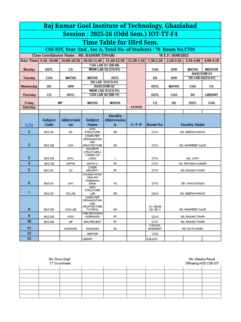 2nd Year Time tablePDF - 250816 - 141739 | PDF