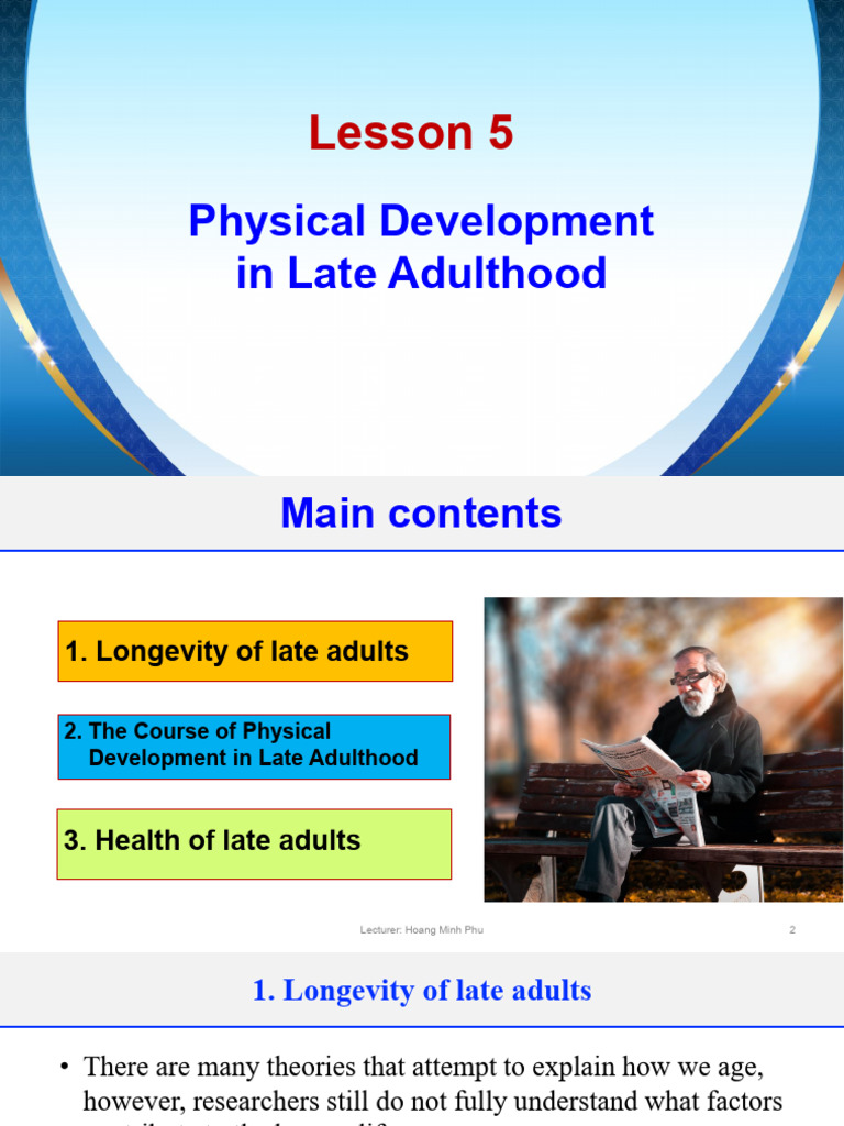 Lesson 5 - Physical Development in Late Adulthood | PDF | Senses | Life ...