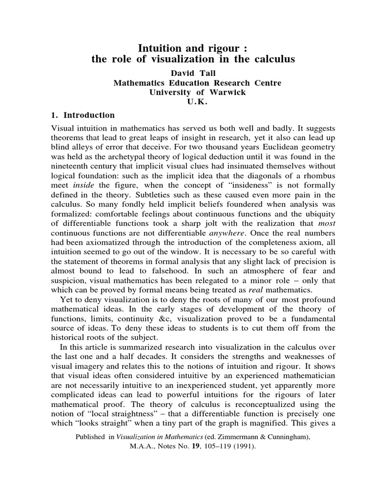 Intuition and Rigour The Role of Visuali | PDF | Function (Mathematics ...