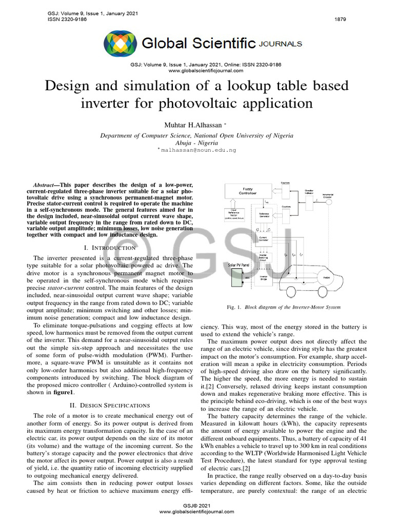Design and Simulation of A Lookup Table Based Inverter For Photovoltaic ...