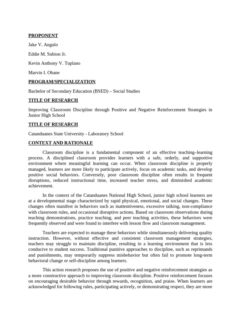 Action Research Proposal | PDF | Reinforcement | Learning