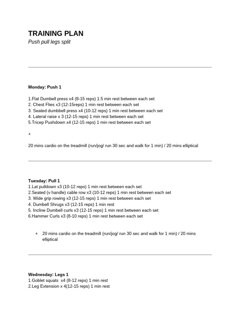 Training Plan PPL | PDF | Weight Training