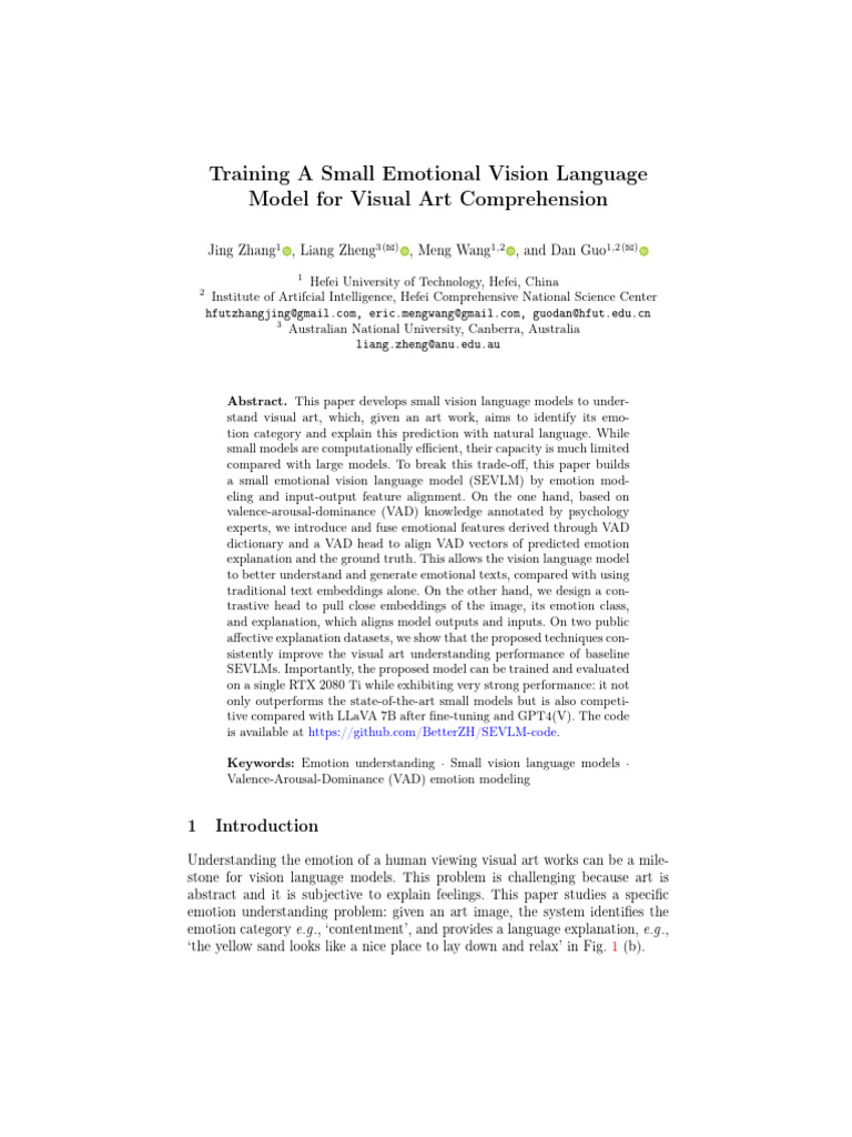 421 - Training A Small Emotional Vision Language | PDF | Cognitive ...