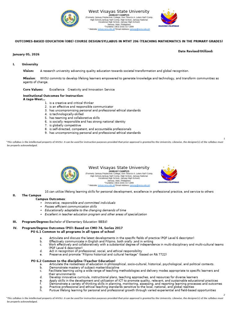 MTHT-206-Teaching Math in The Primary Grades RONCAL 2ndsem24-25 | PDF ...