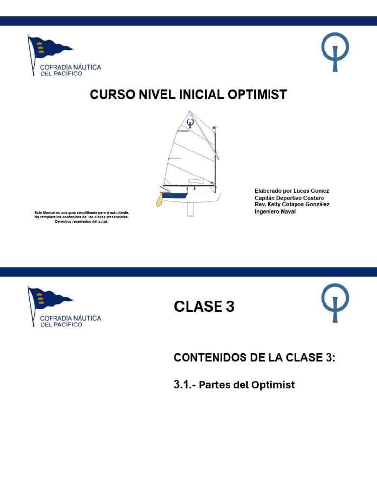 Clase 03 Nivel Inicial Las Partes Del Optimist | PDF | Mástil (Vela ...