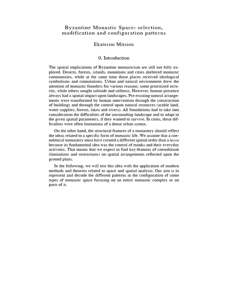 Byzantine Monastic Space Selection Modif | PDF | Space | Analysis