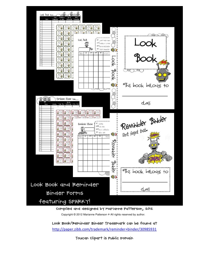 Look Book & Reminder Binder Forms Sparky | PDF | All Rights Reserved ...
