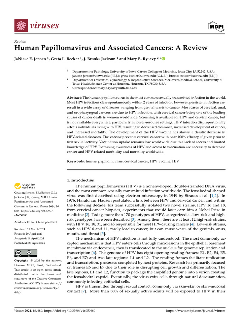 5 Human Papillomavirus and Associated Cancers A Review | PDF | Cervical ...