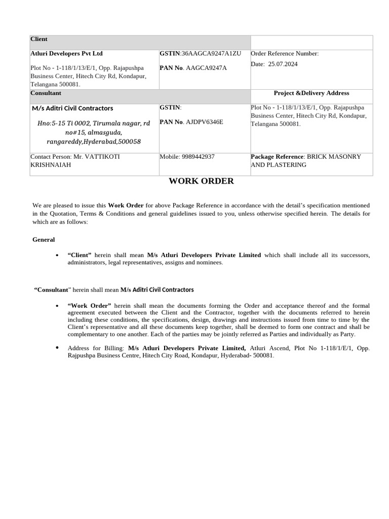 WorkOrder Civilize | PDF