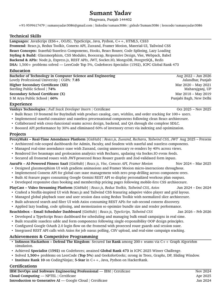 Clouds Ek Front End CV | PDF | Computing | Computer Engineering