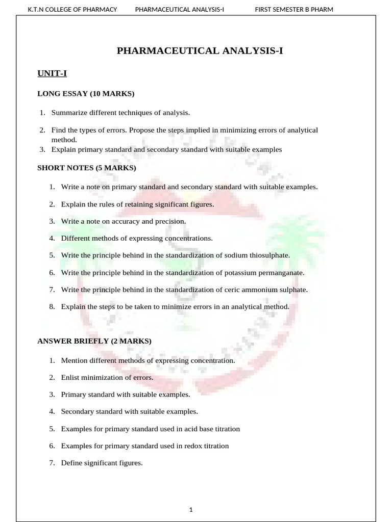 Pyq Analysis Unit Wise | PDF | Titration | Chemistry