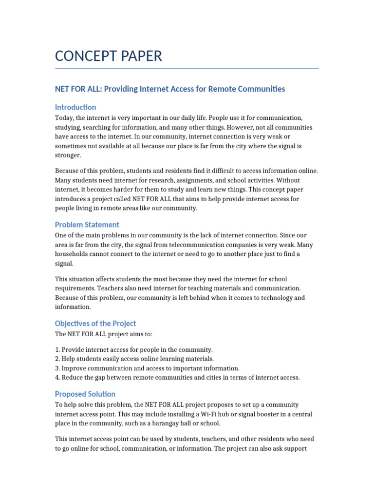Fernando Concept Paper | PDF | Internet | Internet Access