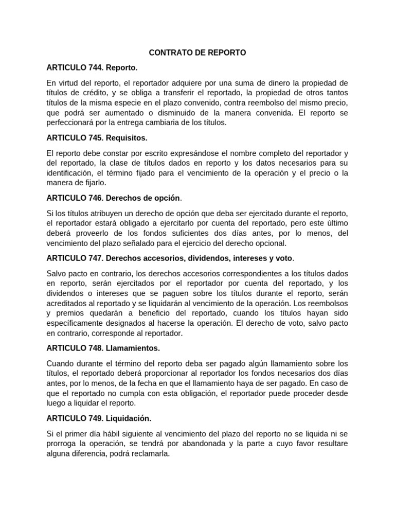 CONTRATO DE REPORTO | PDF | Carta de crédito | Crédito