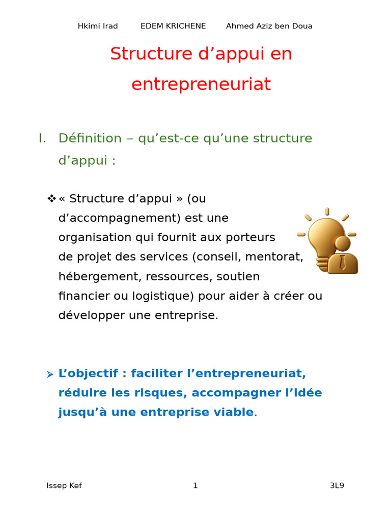 Structure D'appui en Entreprenariat | PDF | Entrepreneuriat | Start-up