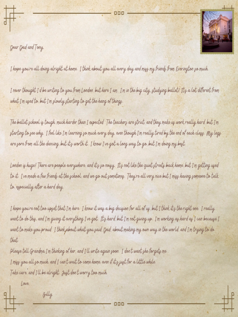 Billy Elliot Letter | PDF