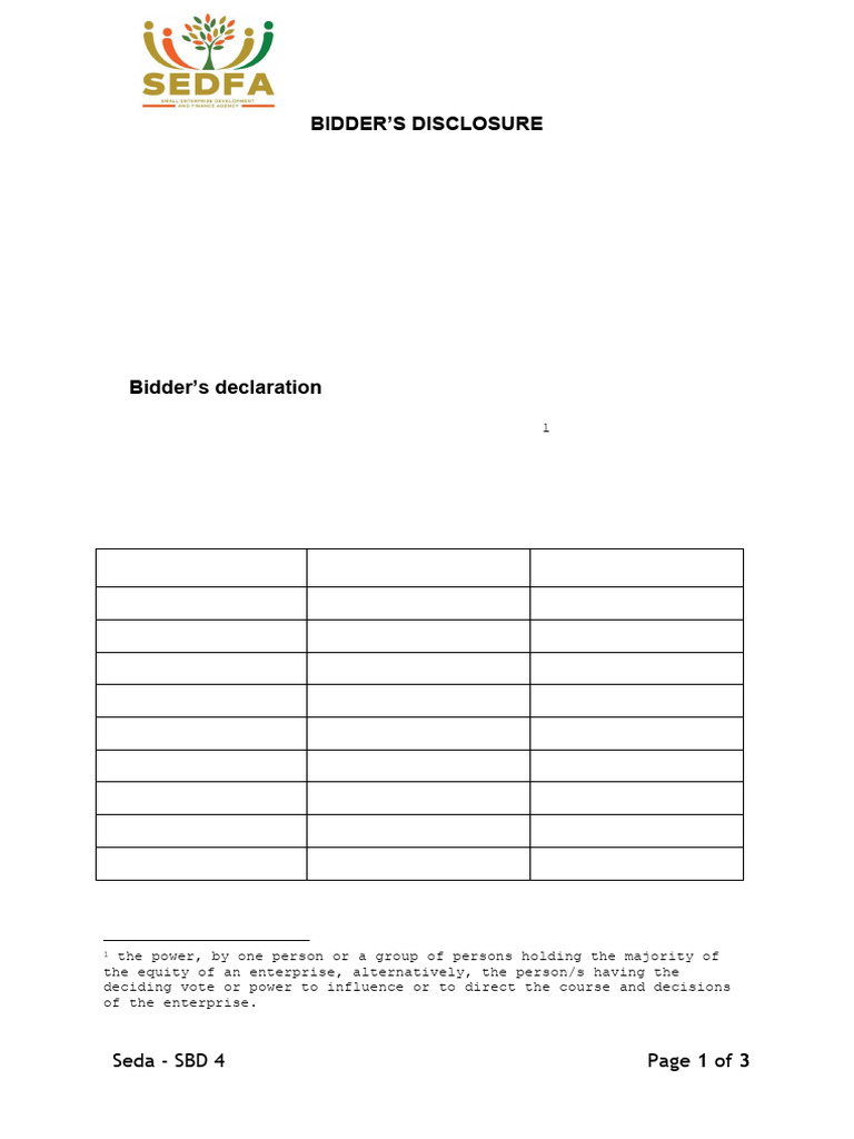 SBD 4 - Annexure A | PDF | Governance | Government
