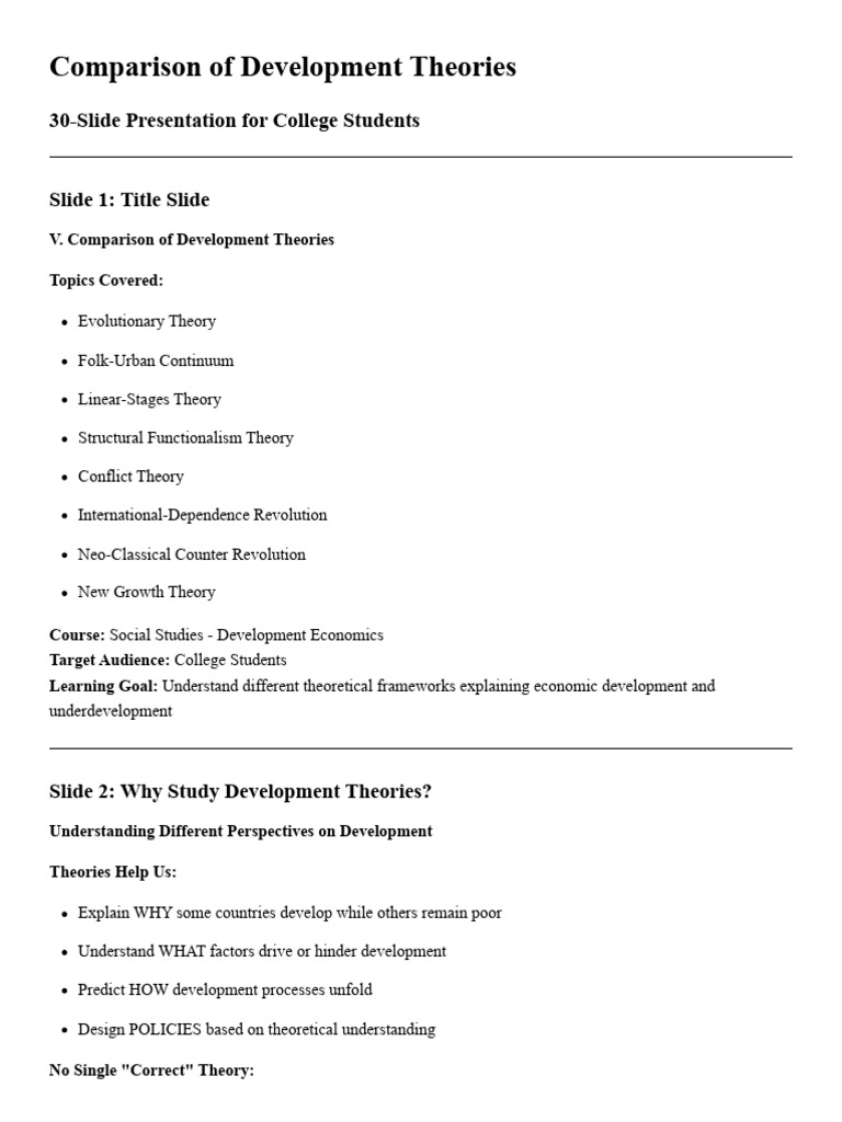 Comparison of Development Theories | PDF | Economic Growth | Market ...
