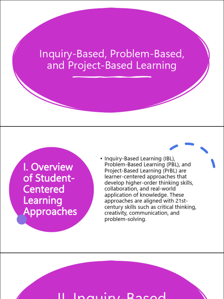 Naure of Inquiry Based Problem Based and Project Based Learning | PDF ...