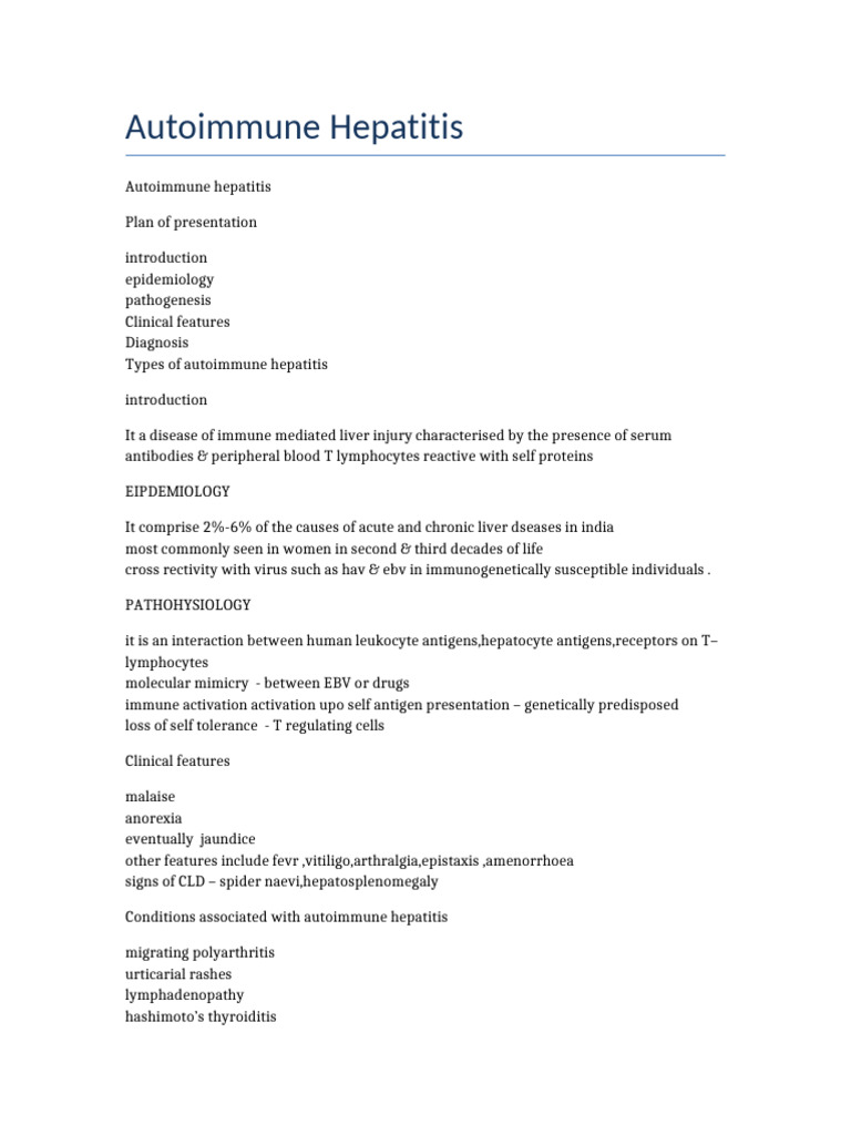 Autoimmune Hepatitis MED | PDF