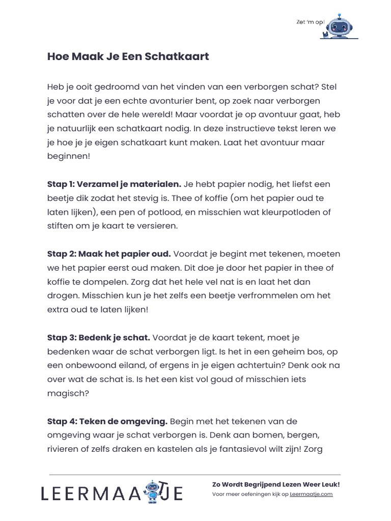 Groep 6 - Instructie Oefentekst - Hoe Maak Je Een Schatkaart | PDF