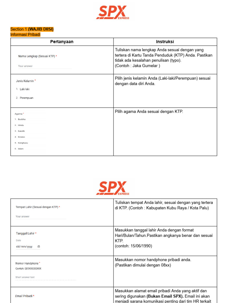 (SPX) Panduan - Petunjuk Pengisian Dokumen | PDF