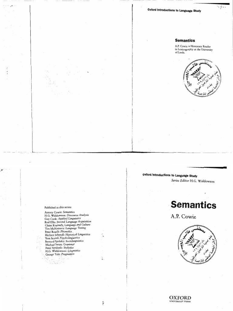 Semantics (Cowie) | PDF | Cognitive Science | Sociolinguistics
