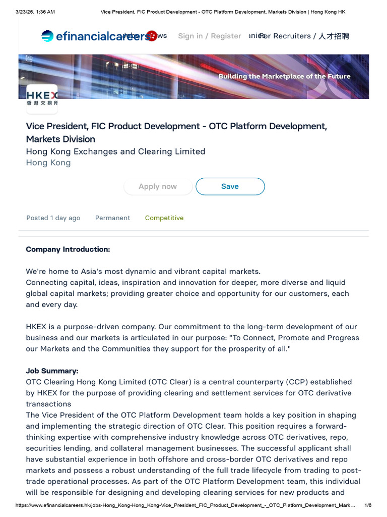 Vice President, FIC Product Development - OTC Platform Development ...