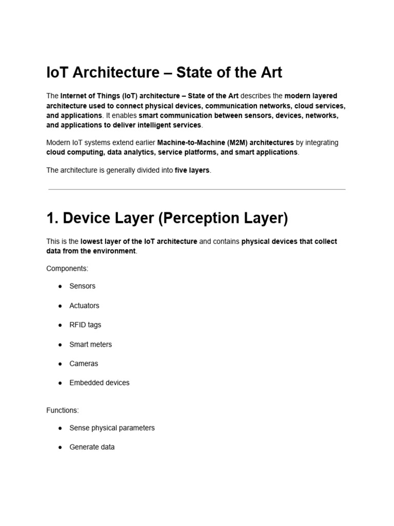 IoT Architecture - State of The Art | PDF | Internet Of Things ...
