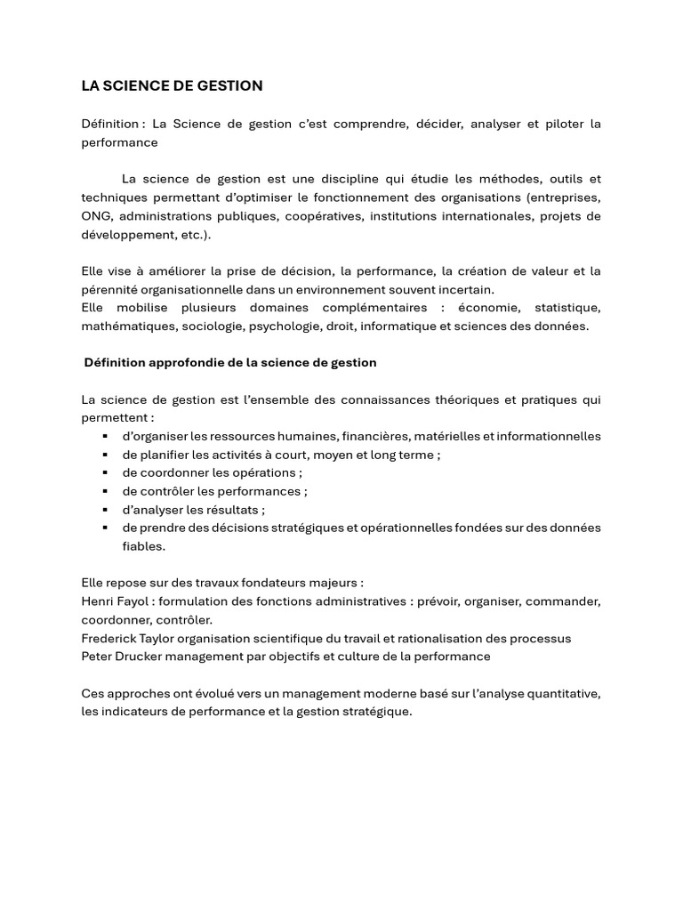 La Science de Gestion | PDF | Gestion des ressources humaines | Science