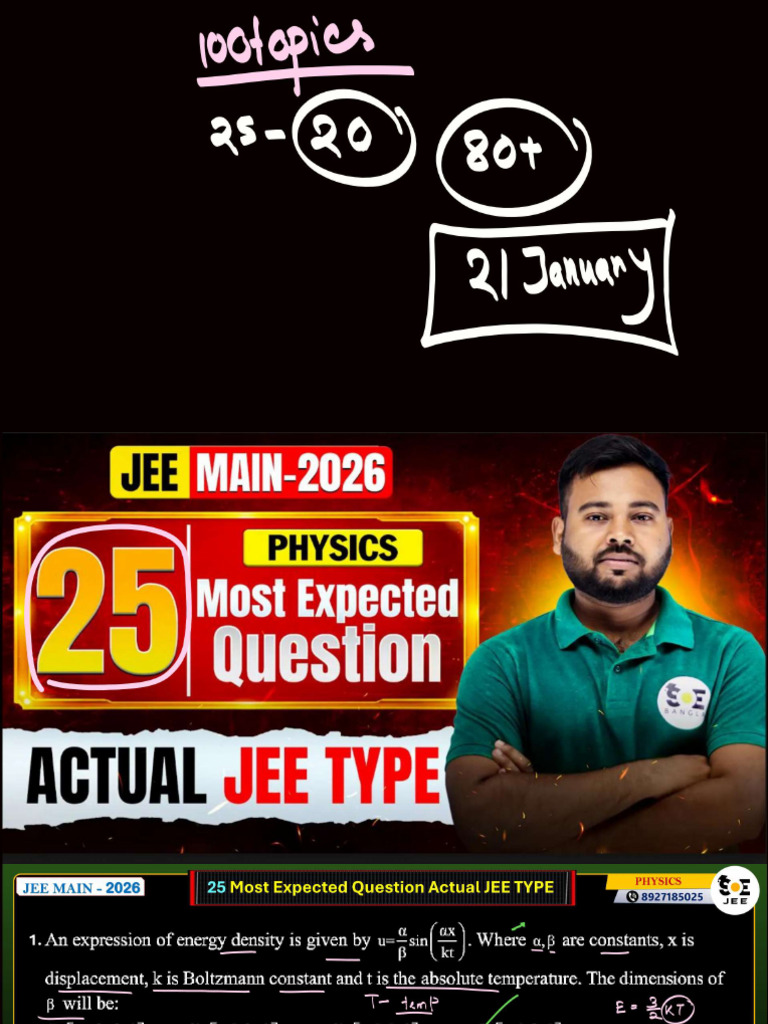 25 Most Expected Physics Questions - Actual Jee Type | PDF