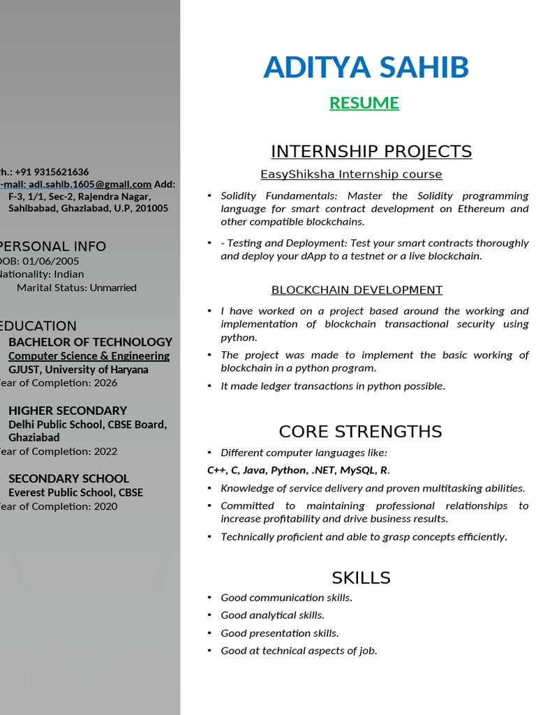 Aditya Sahib Resume | PDF