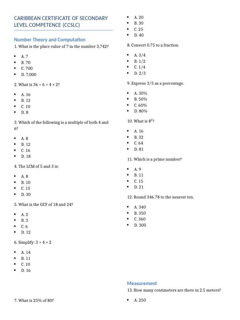 CCSLC Mathematics Complete | PDF | Area | Circle