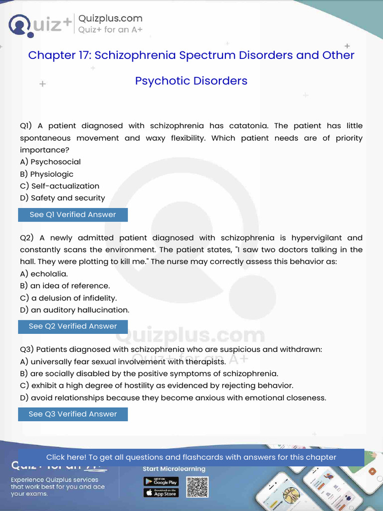 A Patient Diagnosed With Schizophrenia Has Catatonia The Patient Has ...