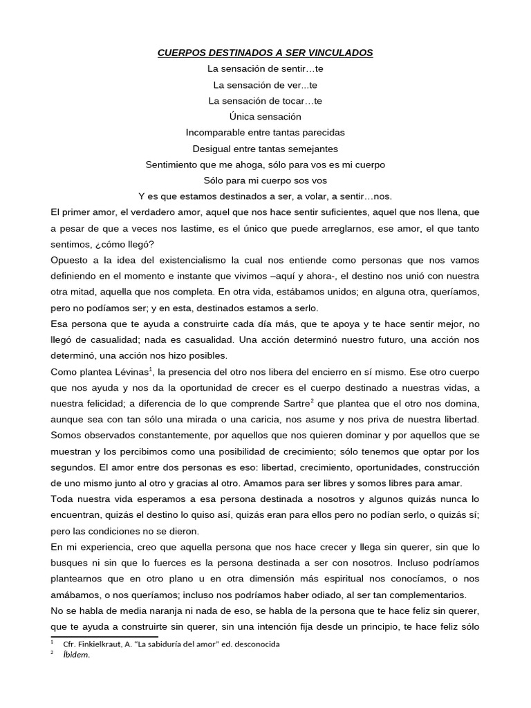 Cuerpos Destinados a Ser Vinculados_Sauce Sábano_Nivel II | PDF | Amor