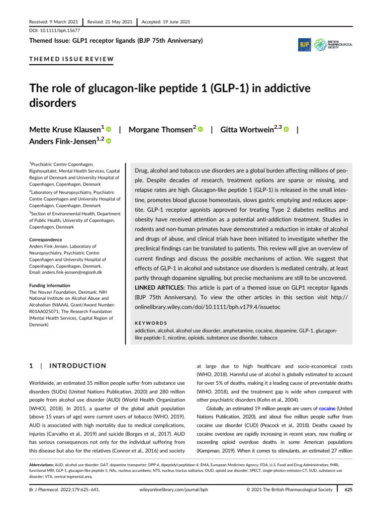 The Role of Glucagon-Like Peptide 1 (GLP-1) in Addictive Disorders ...