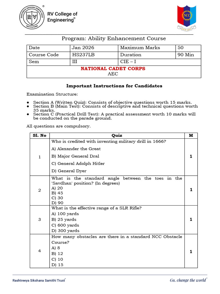 NCC AEC Paper | PDF | Firearms | Flight