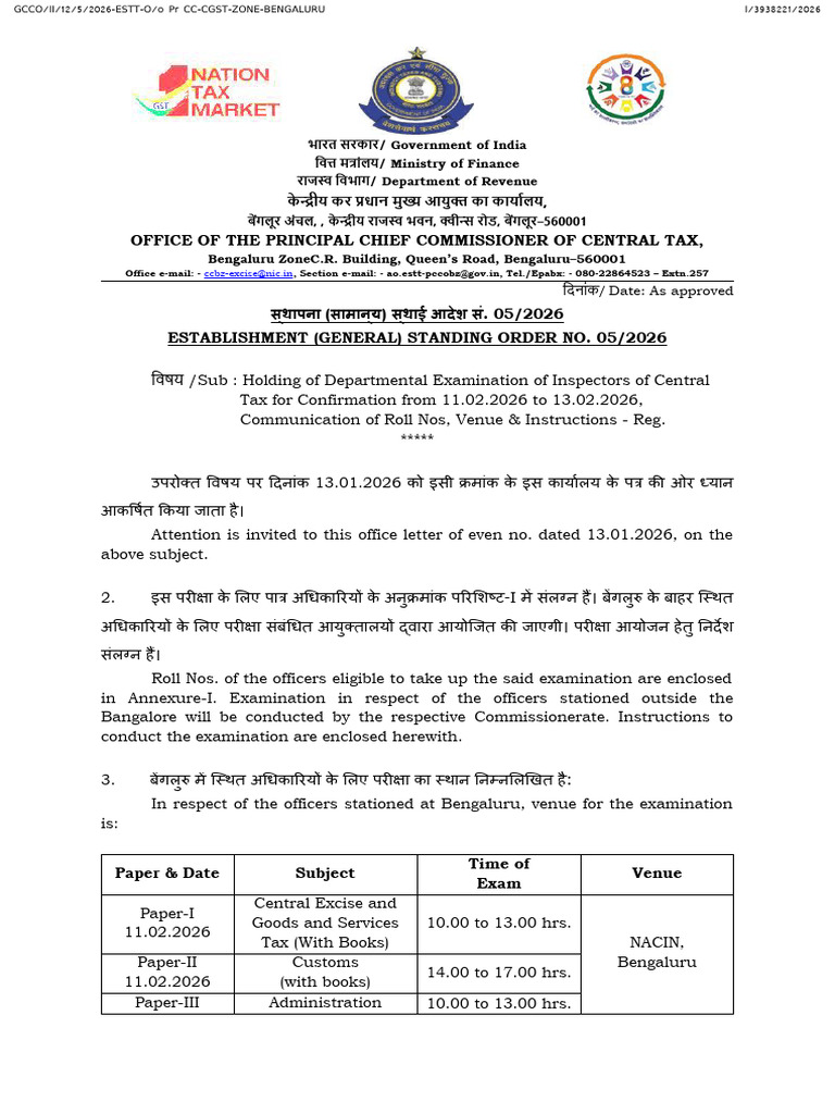 Letter To Commissionerates Insp Confirmation | PDF