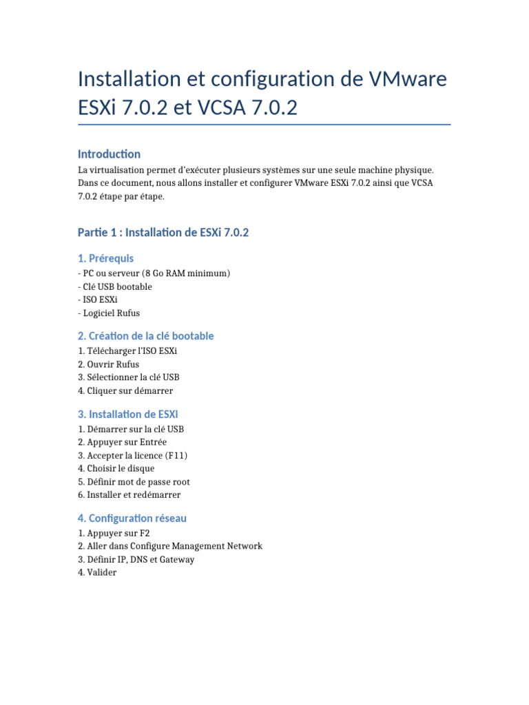 ESXi VCSA Installation | PDF